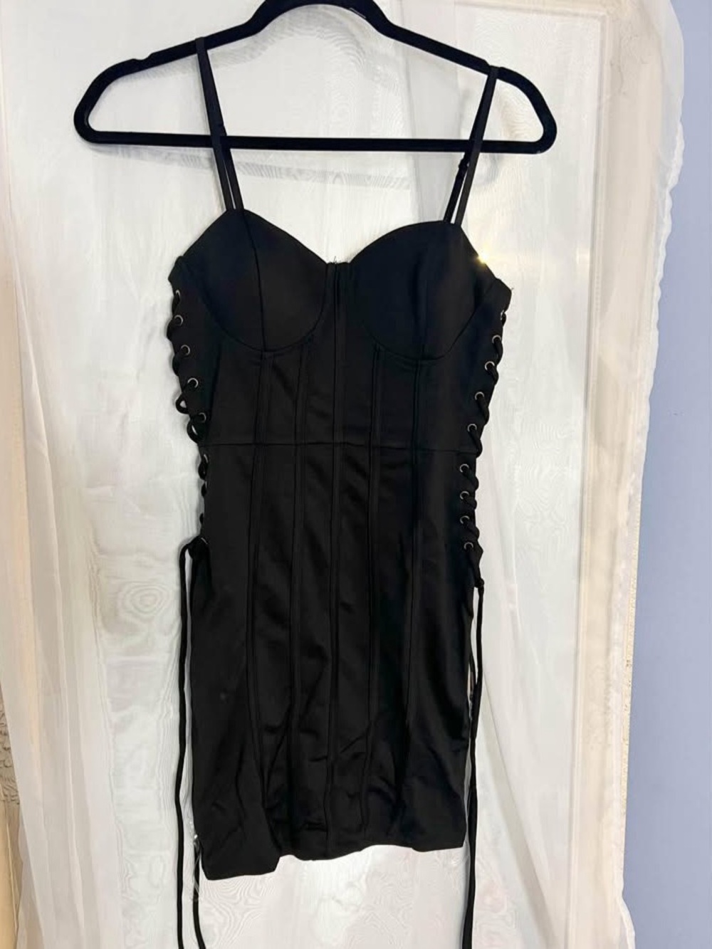 Black Lace-Up Bodycon Mini Dress - Women